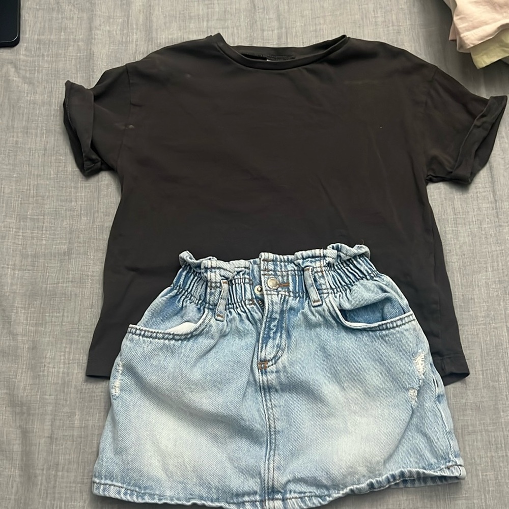 Zara kids t shirt & skirt denim